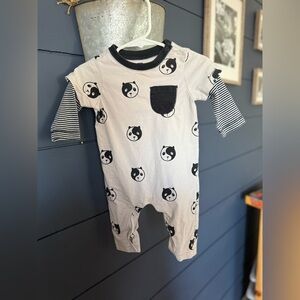 TEA COLLECTION 3-6 Ying Yang Panda Romper